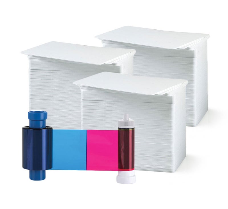 Bodno Magicard MA300YMCKO Color Ribbon - YMCKO - 300 Prints Premium CR80 30 Mil Graphic Quality PVC Cards - Qty 300 - Image 1